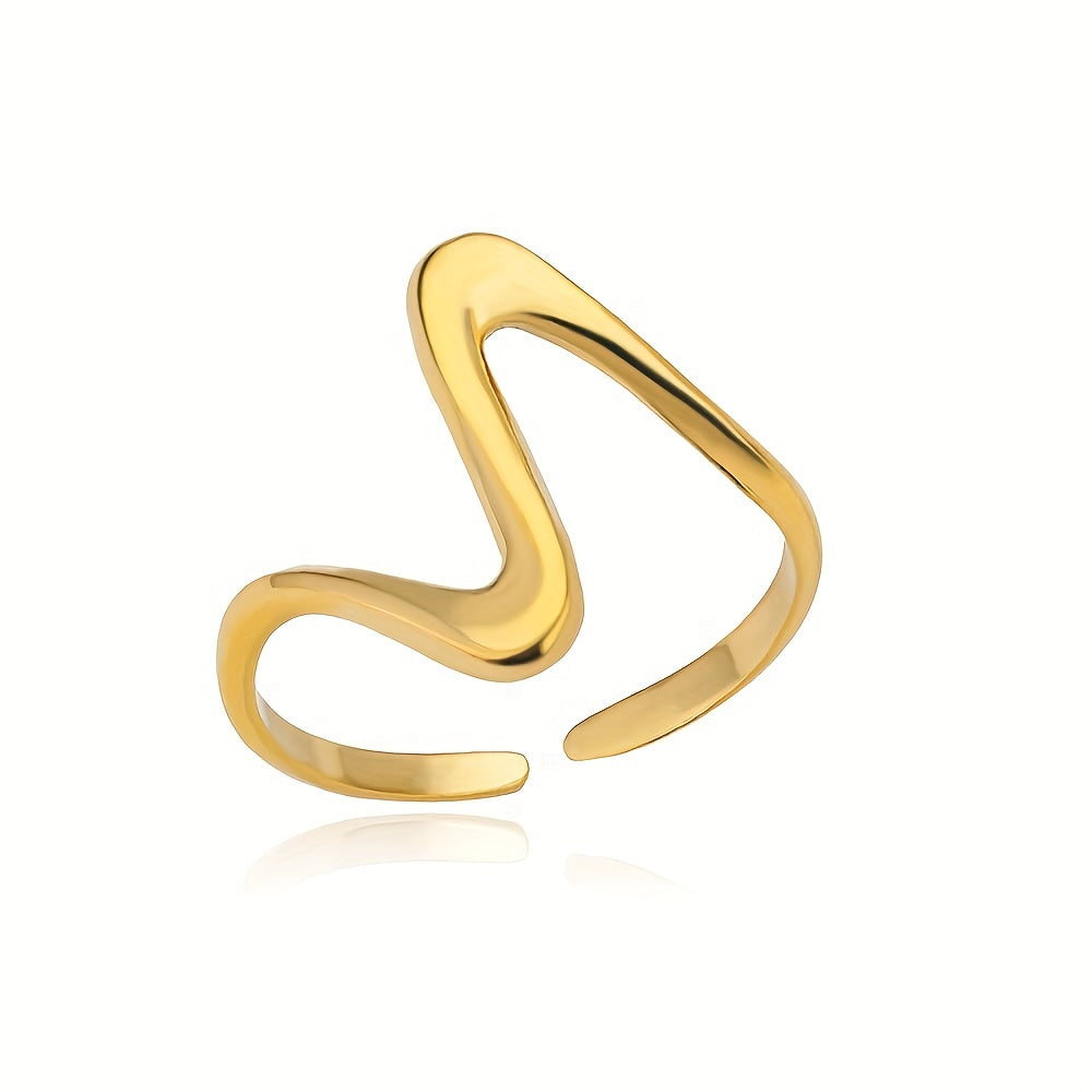 Kavion | Unisex trendy wave ring in Kpop style | Gold
