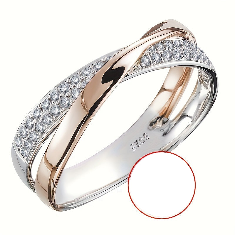 Maelis | Ladies two-tone Möbius ring with zirconia | Silver