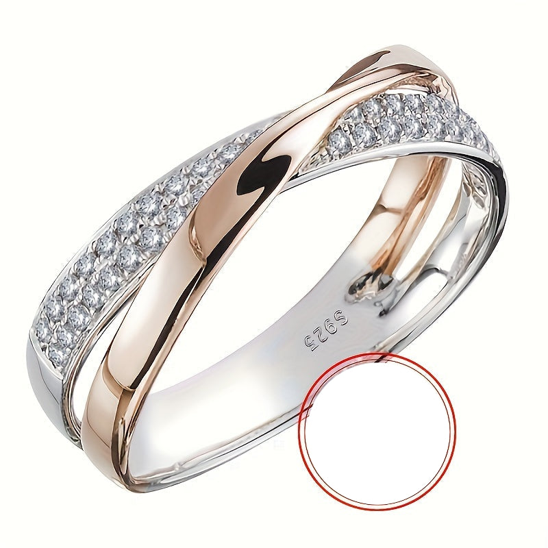 Maelis | Ladies two-tone Möbius ring with zirconia | Silver