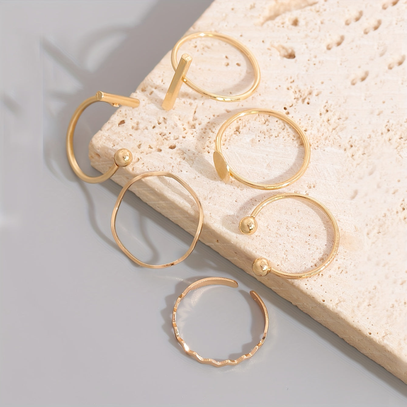 Maravelle | Women's Minimalist Stacking Ring Set | Gold Yellow