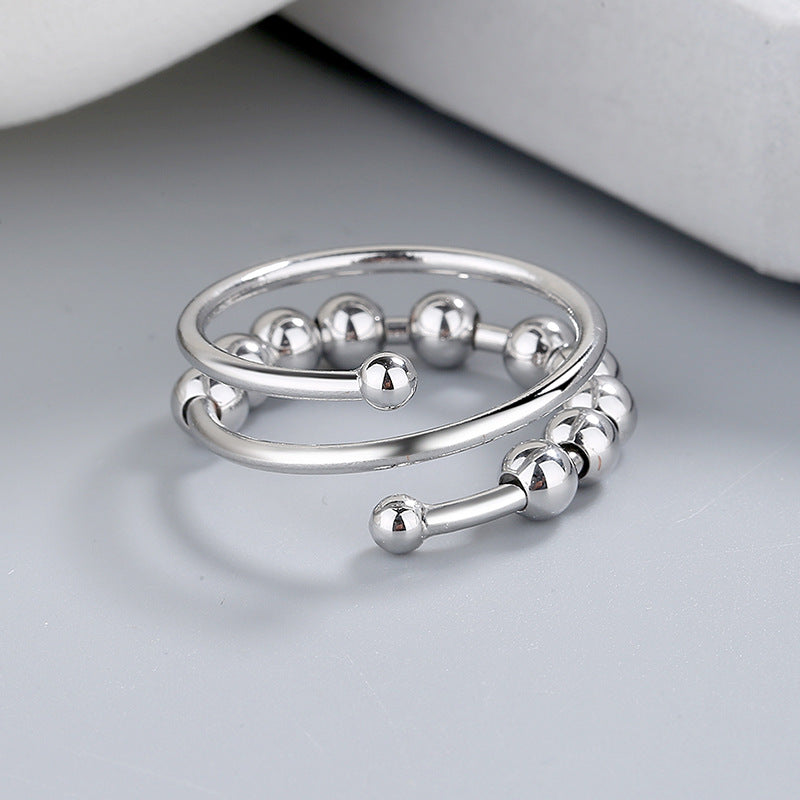 Meliora | Women's adjustable fidget ring with beads | Gold