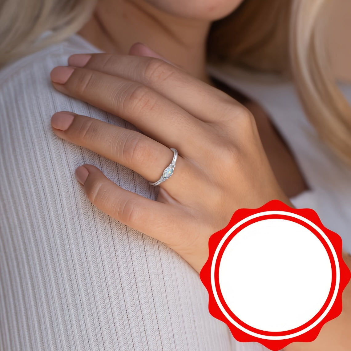 Oraya | Ladies refined opal ring | White