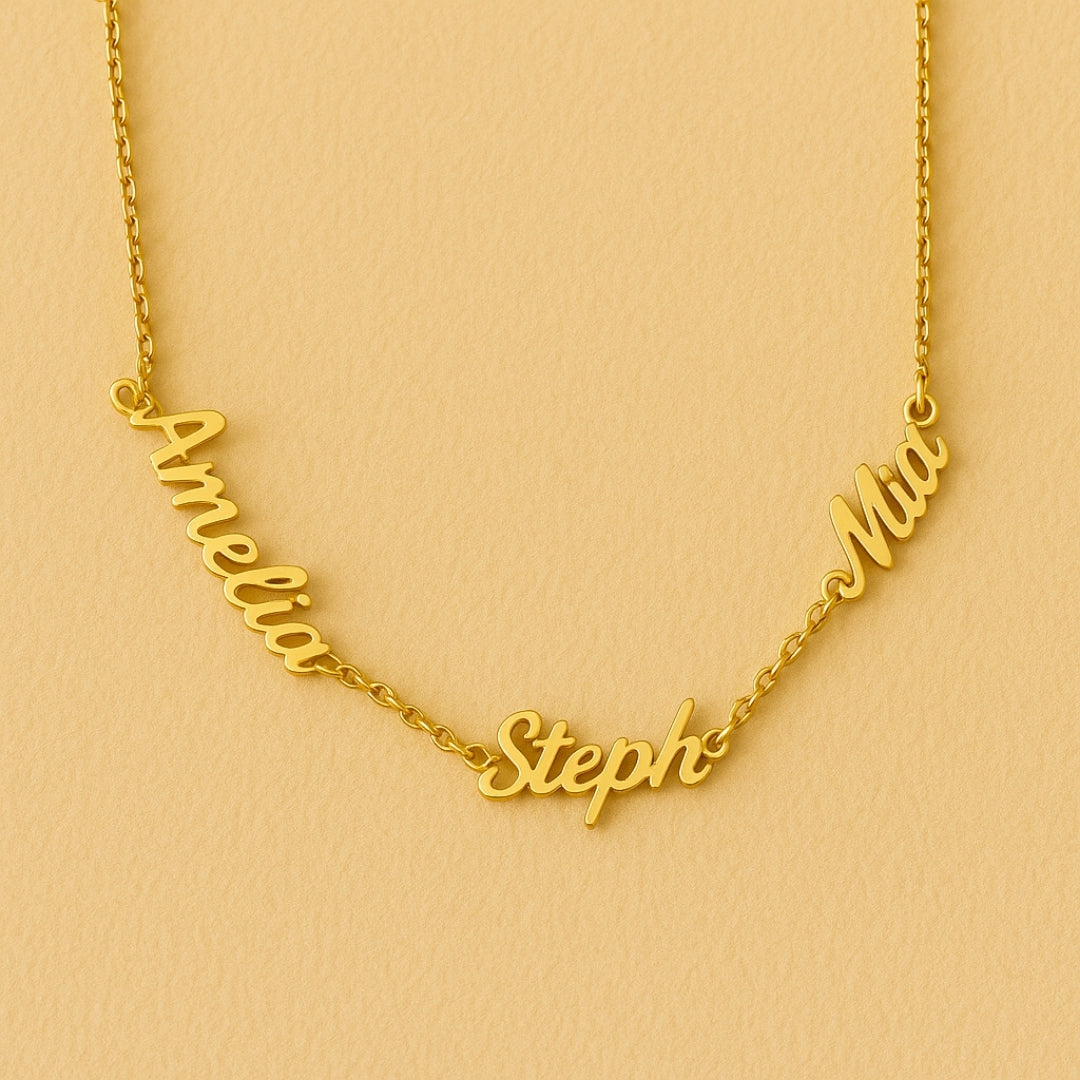 Custom Multiple Name Gold Necklace