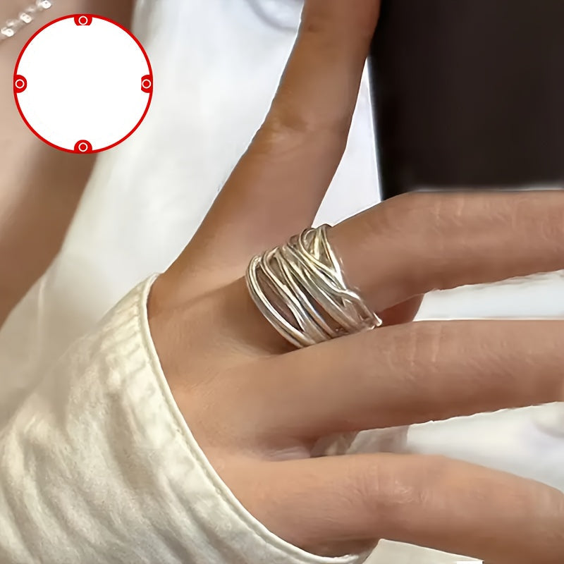 Selvie | Women's Adjustable Ring with Matte Finish | Silver