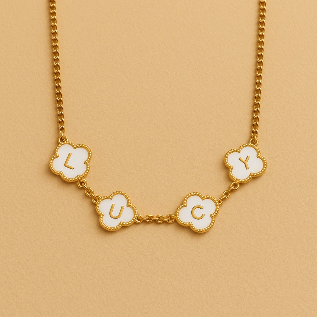White Clover Custom Gold Bracelet