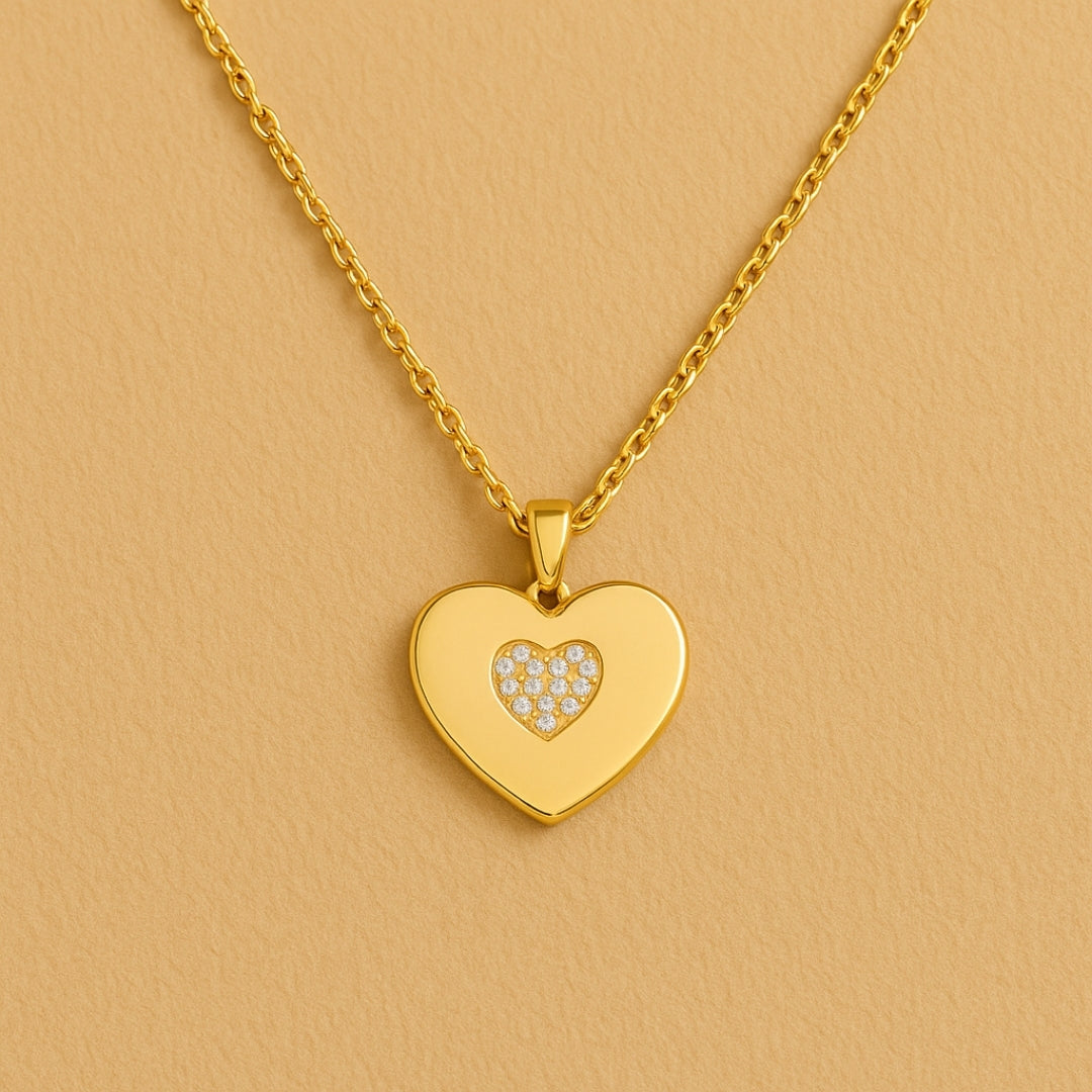 Bright Golden Heart Necklace