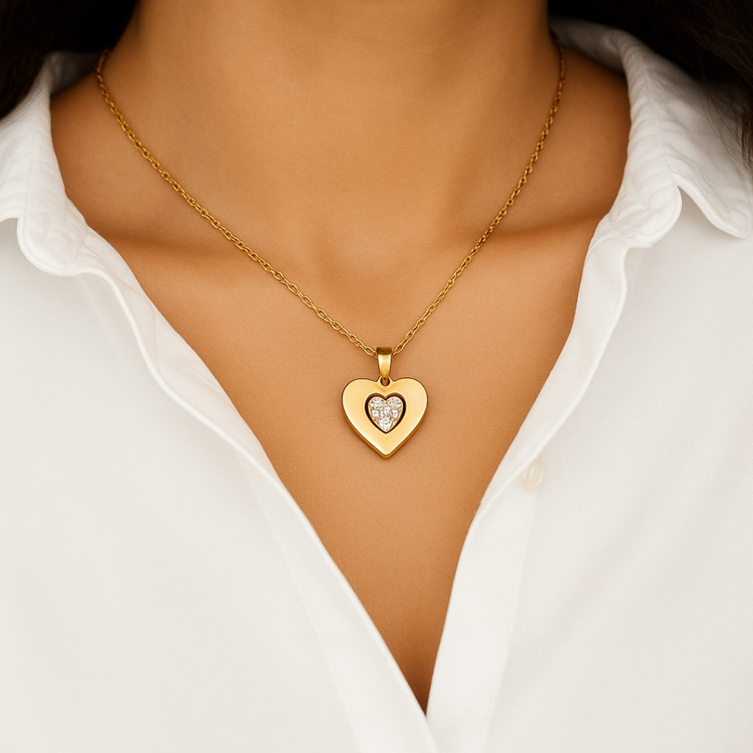 Bright Golden Heart Necklace