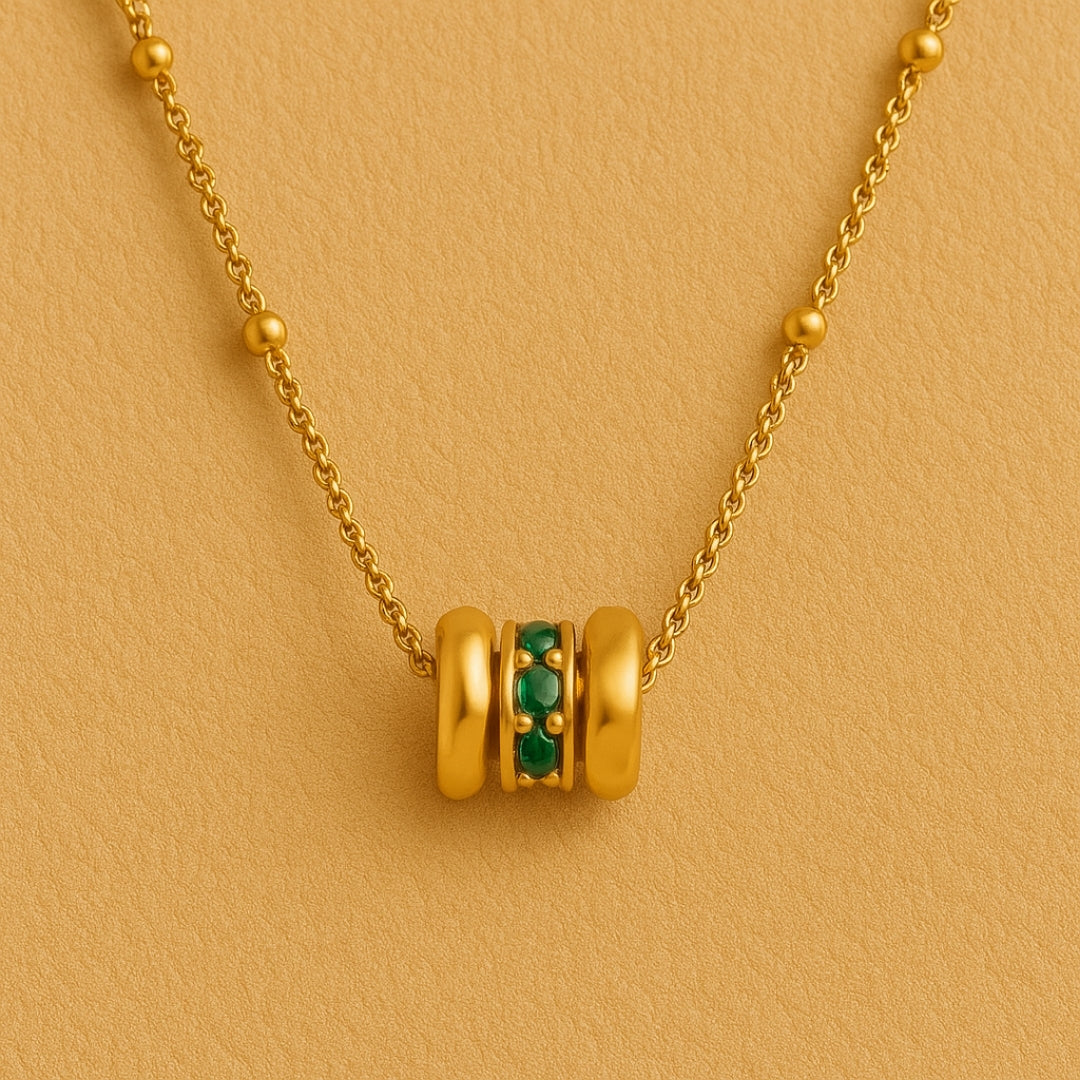 Triple Gold Charm Pendant Necklace