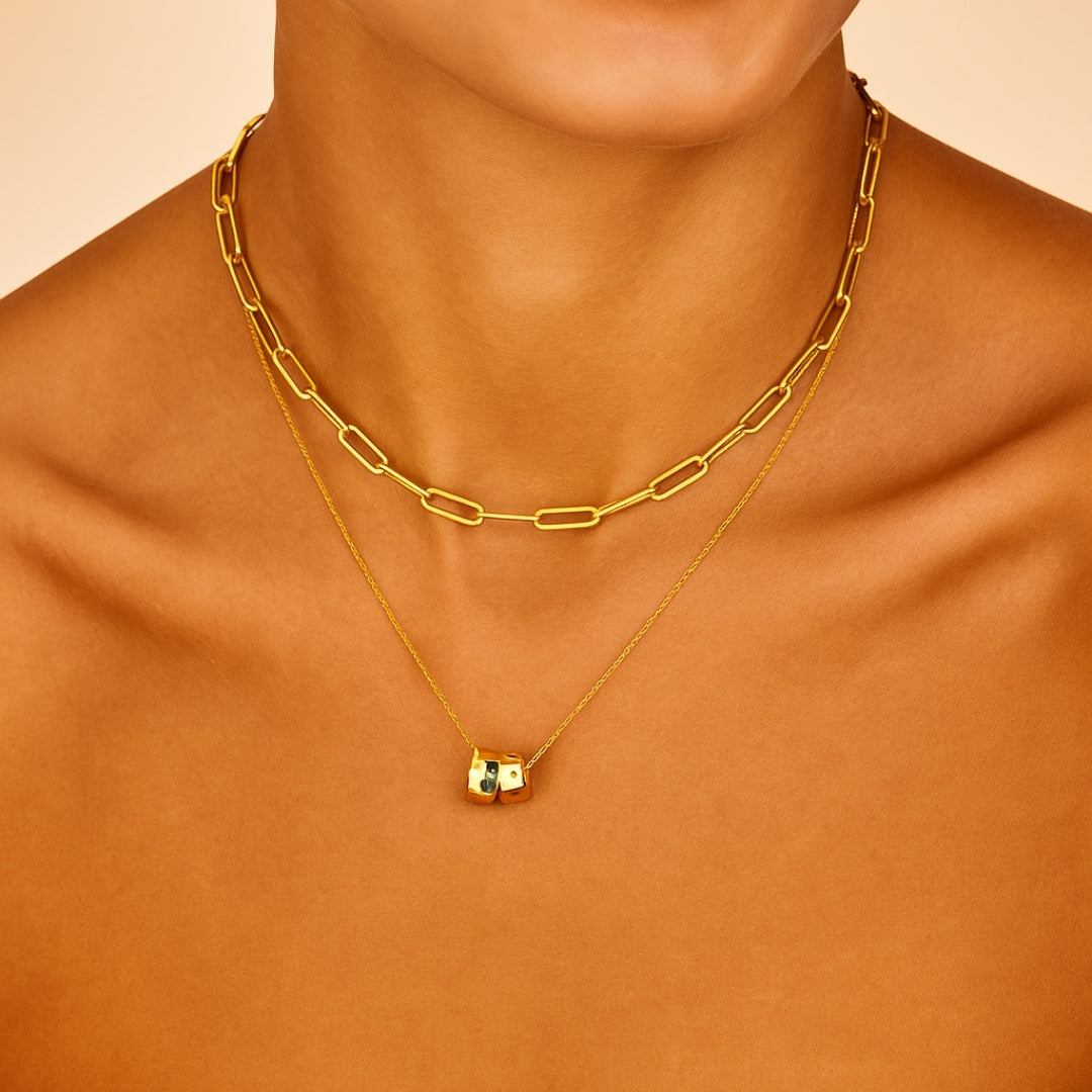 Triple Gold Charm Pendant Necklace