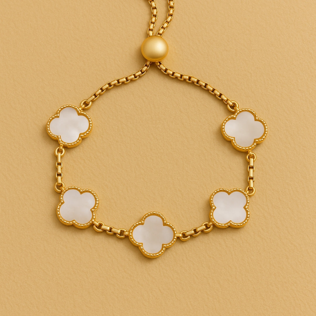 White Clover Golden Bracelet