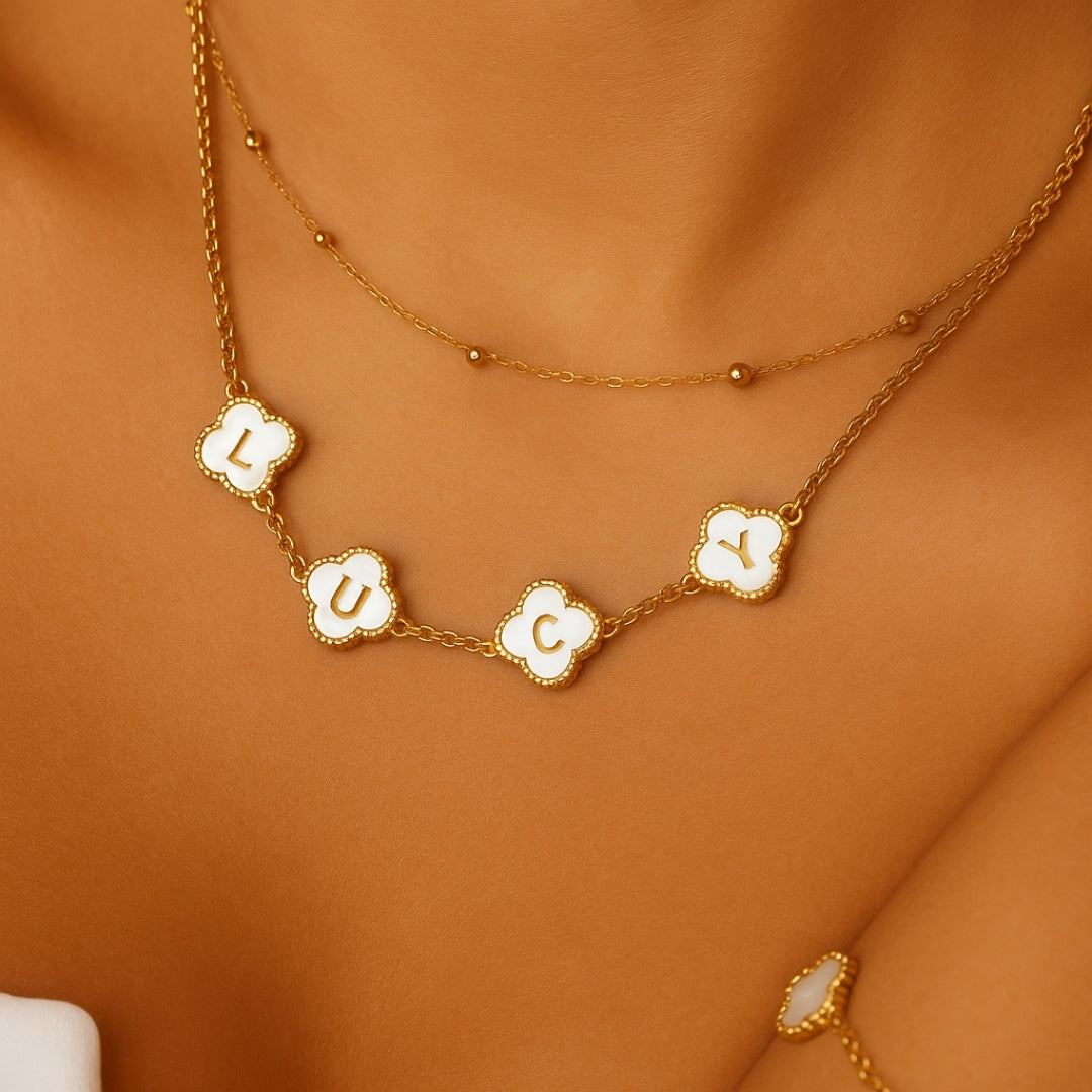 White Clover Customized Name Necklace