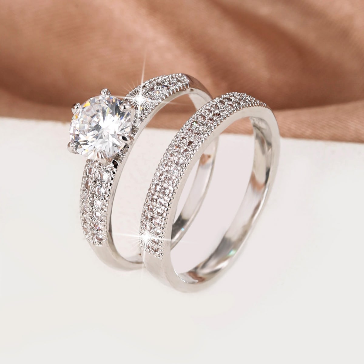 Eloria | Women's Elegant Zirconia Ring Set | Gold