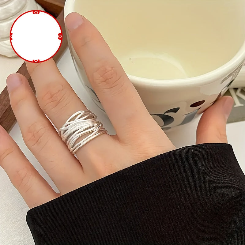 Selvie | Women's Adjustable Ring with Matte Finish | Silver