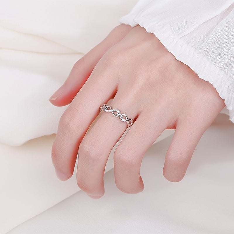 Inara | Women's Infinity Symbol Ring with Wave Design | Silver