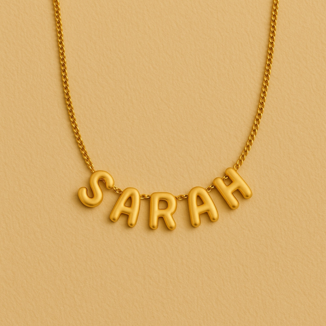 Bubble Name Customized Golden Necklace
