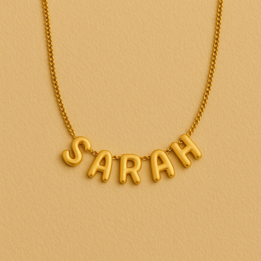 Bubble Name Customized Golden Necklace
