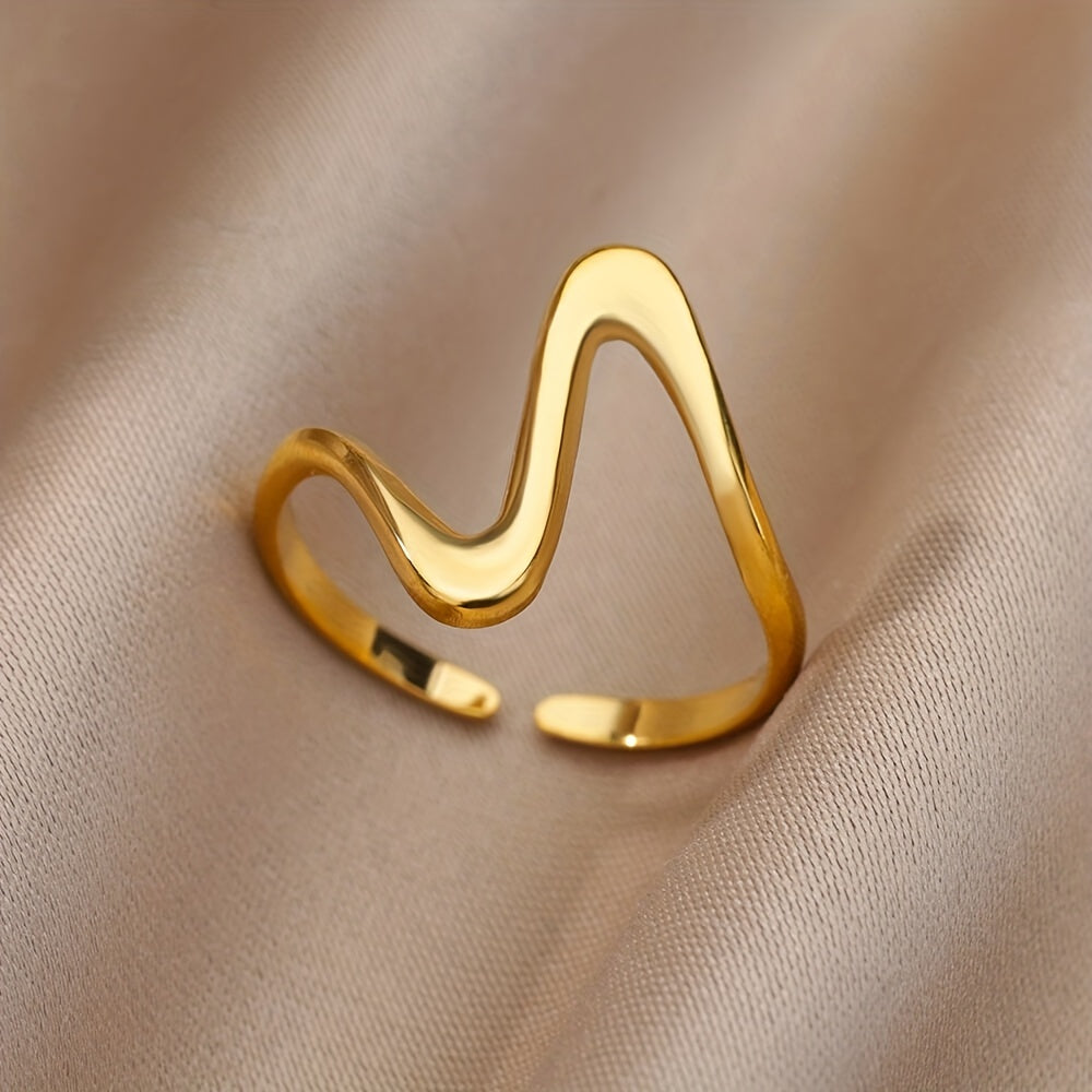 Kavion | Unisex trendy wave ring in Kpop style | Gold
