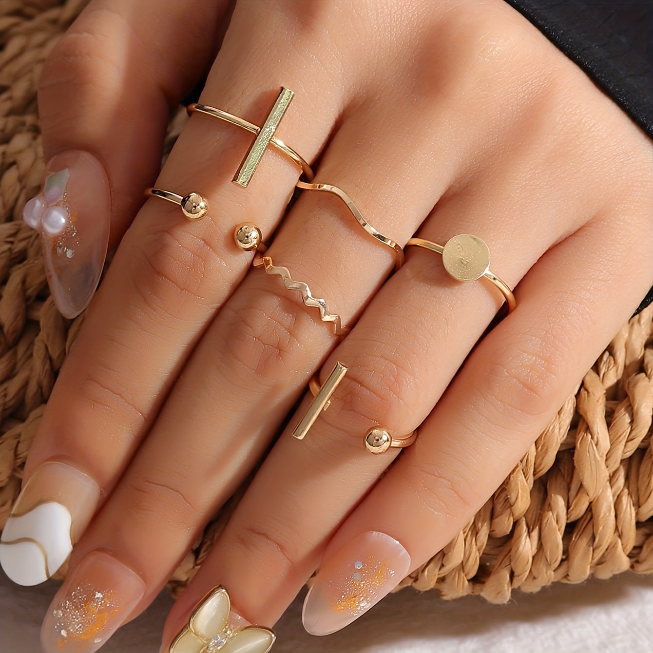 Maravelle | Women's Minimalist Stacking Ring Set | Gold Yellow