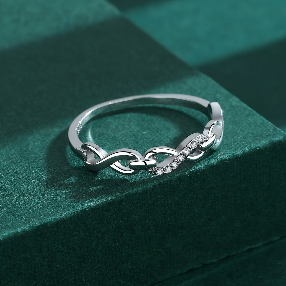Inara | Women's Infinity Symbol Ring with Wave Design | Silver
