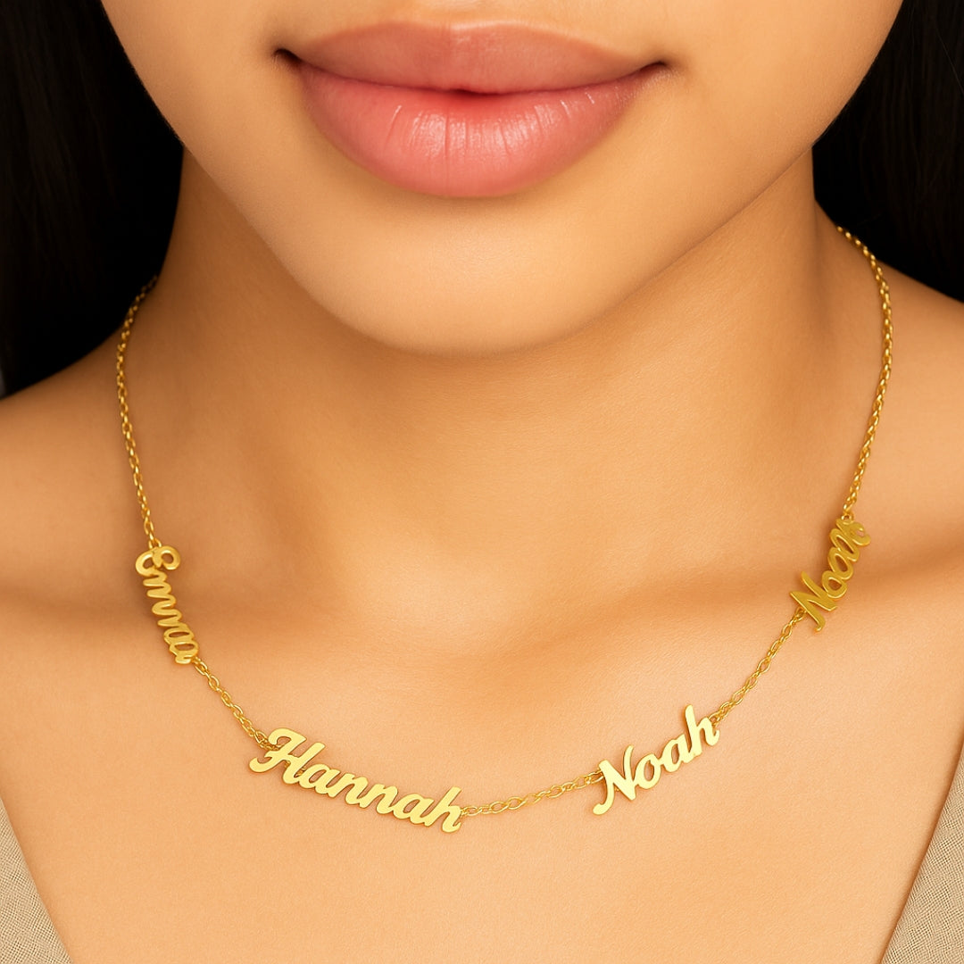 Custom Multiple Name Gold Necklace