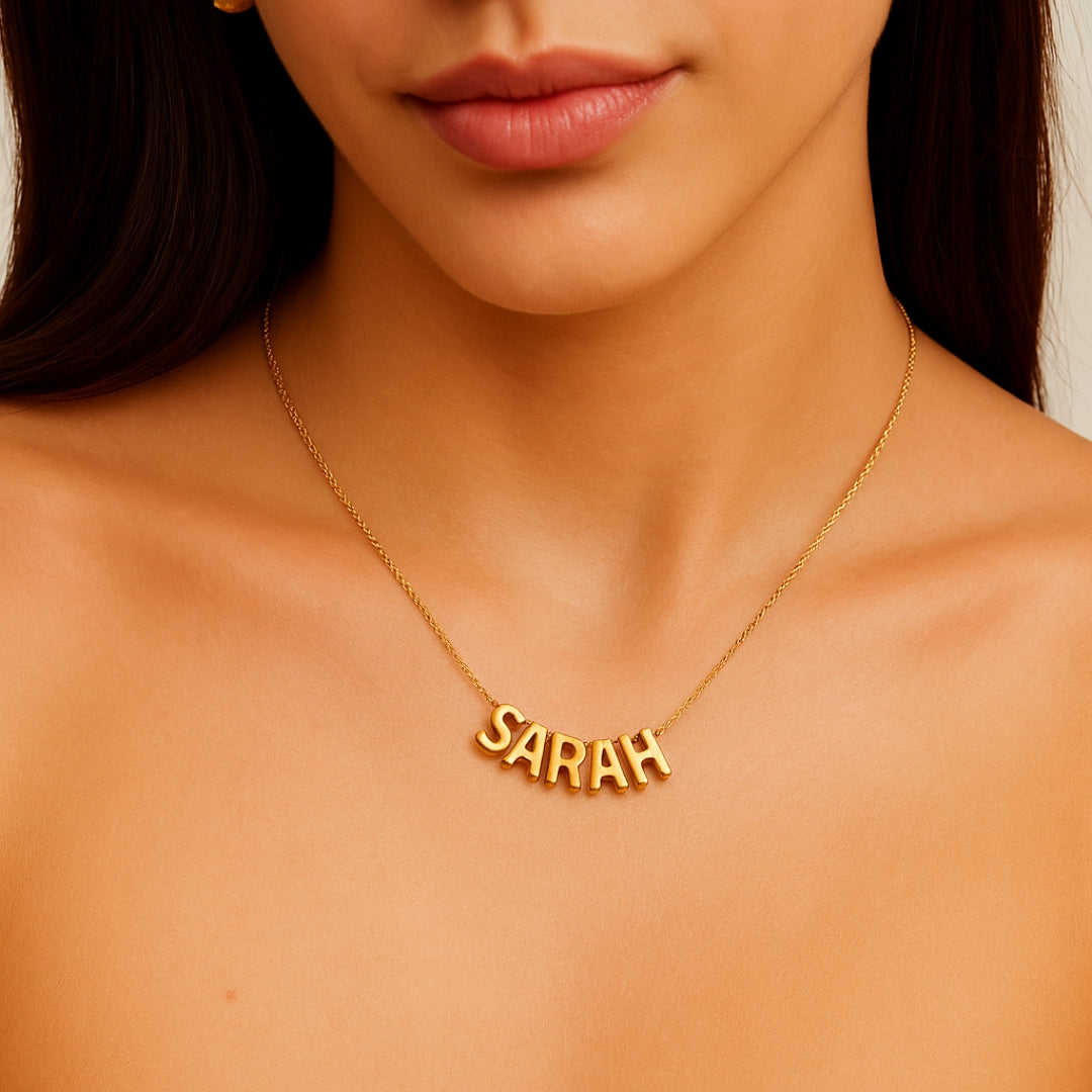 Bubble Name Customized Golden Necklace