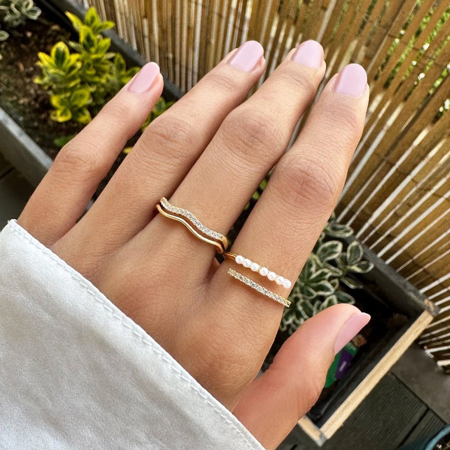 Pearl Crystal Ring by Radiant Elegance | Sparkling Jewelry | Timeless Style