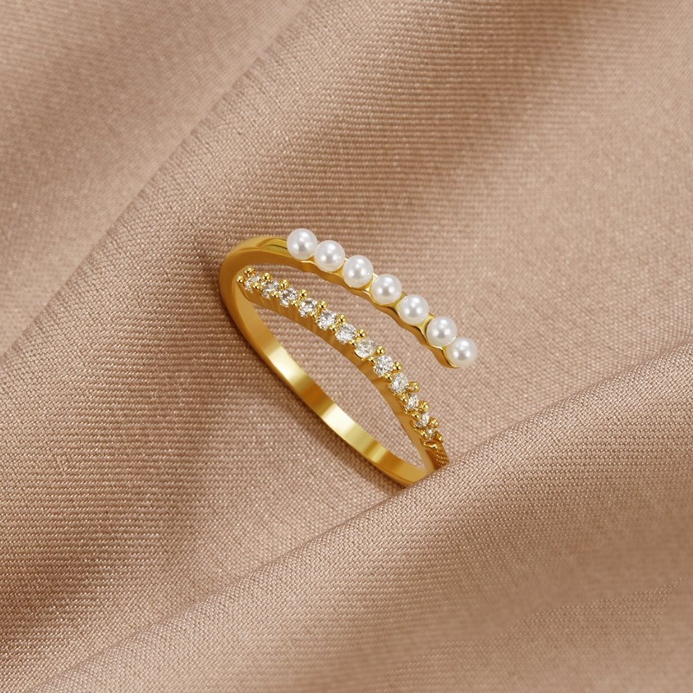 Pearl Crystal Ring by Radiant Elegance | Sparkling Jewelry | Timeless Style