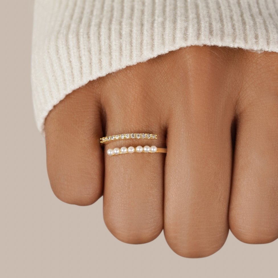 Pearl Crystal Ring by Radiant Elegance | Sparkling Jewelry | Timeless Style