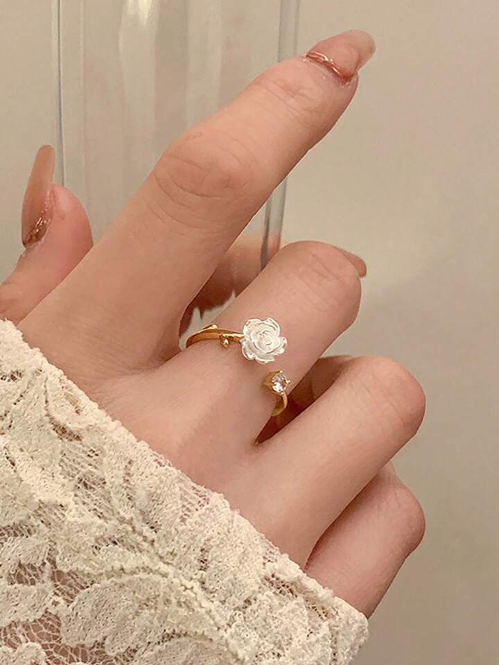 Luxury Flower Rings - Zirconia Rose Cherry Blossom