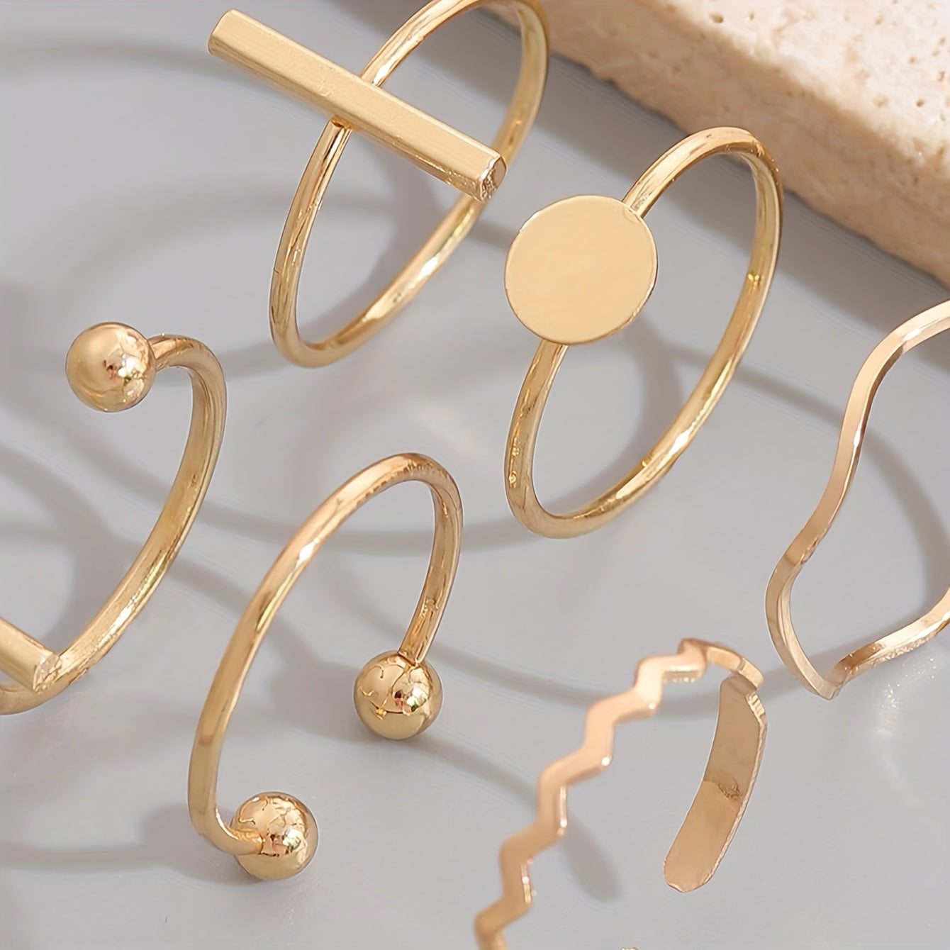 Maravelle | Women's Minimalist Stacking Ring Set | Gold Yellow