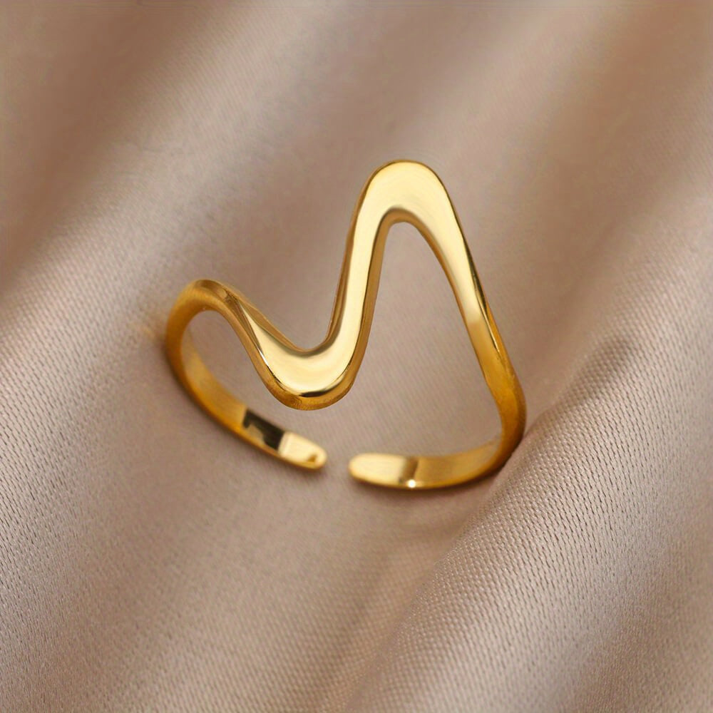 Kaelis | Unisex trendy wave ring | Gold
