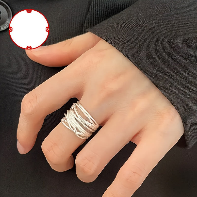 Selvie | Women's Adjustable Ring with Matte Finish | Silver