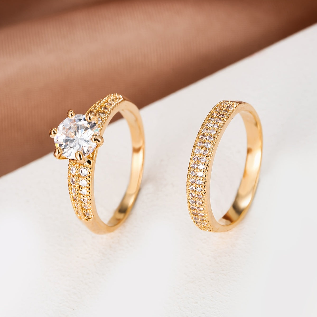Eloria | Women's Elegant Zirconia Ring Set | Gold
