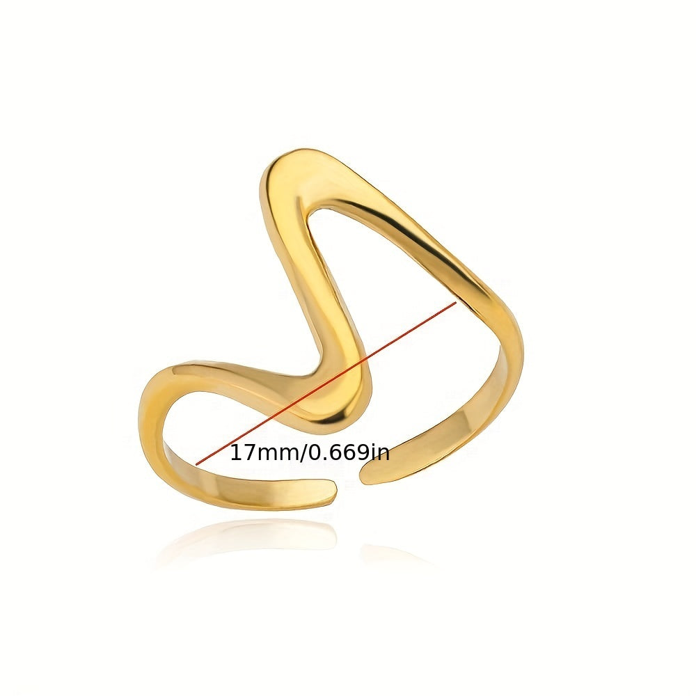 Kavion | Unisex trendy wave ring in Kpop style | Gold