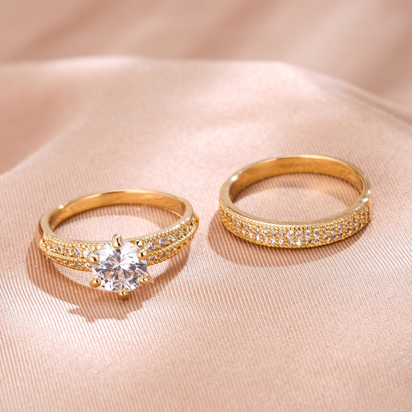 Eloria | Women's Elegant Zirconia Ring Set | Gold