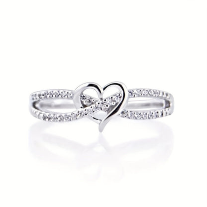Amelien | Ladies Heart Shaped Infinity Ring | Silver