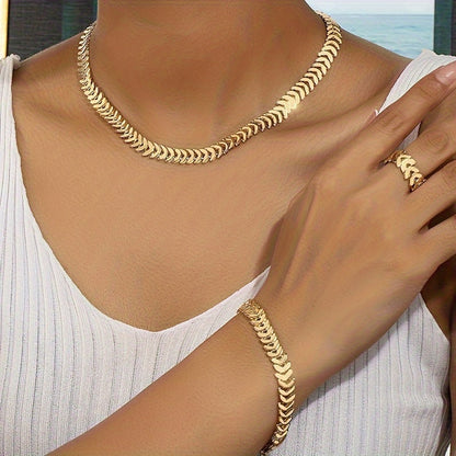 Ravéa | Women's gold jewelry set in hip-hop style | 3-piece