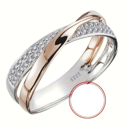 Maelis | Ladies two-tone Möbius ring with zirconia | Silver