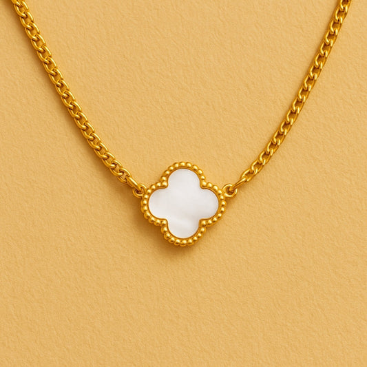 White Clover Gold Necklace