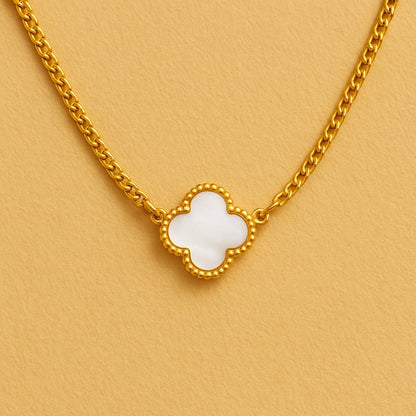 White Clover Gold Necklace