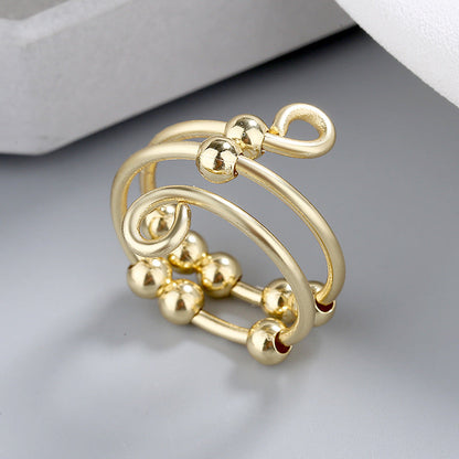 Meliora | Women's adjustable fidget ring with beads | Gold