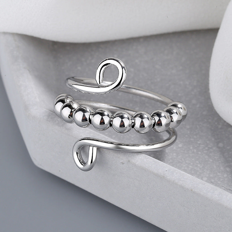 Meliora | Women's adjustable fidget ring with beads | Gold