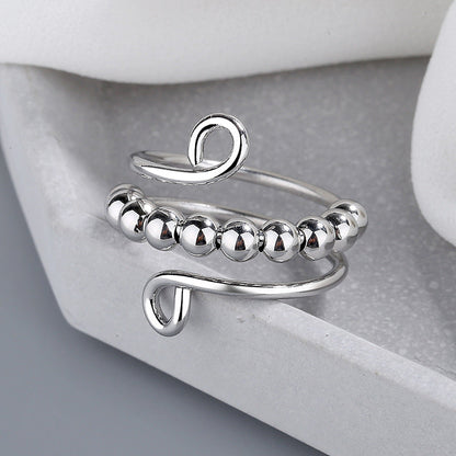 Meliora | Women's adjustable fidget ring with beads | Gold