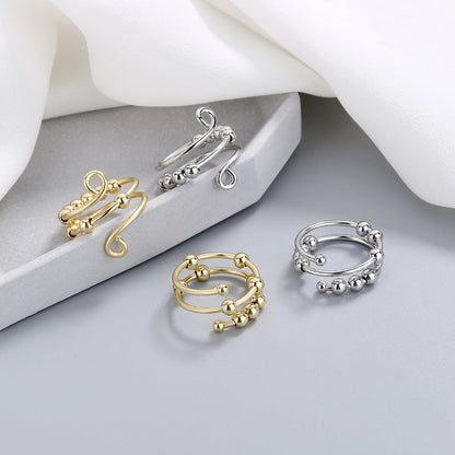 Meliora | Women's adjustable fidget ring with beads | Gold