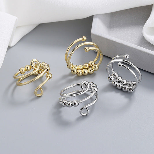 Meliora | Women's adjustable fidget ring with beads | Gold