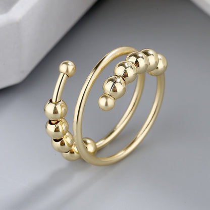 Meliora | Women's adjustable fidget ring with beads | Gold