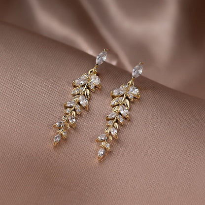 Gold Leaf Drop Earrings