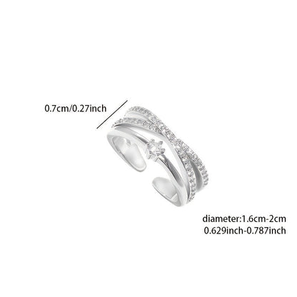Alveria | Women's stylish open ring with cross design | Silver