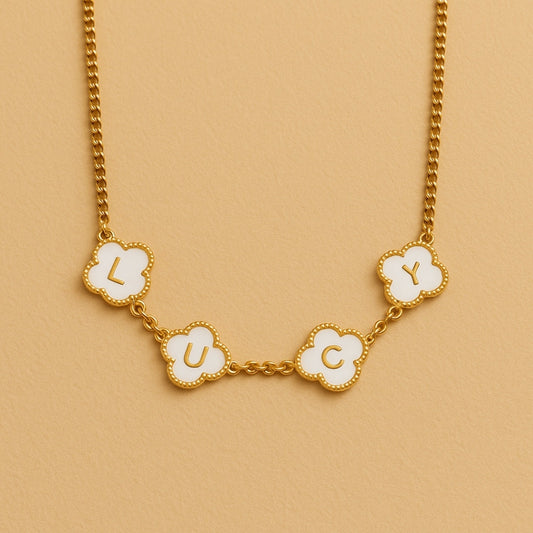 White Clover Custom Gold Bracelet