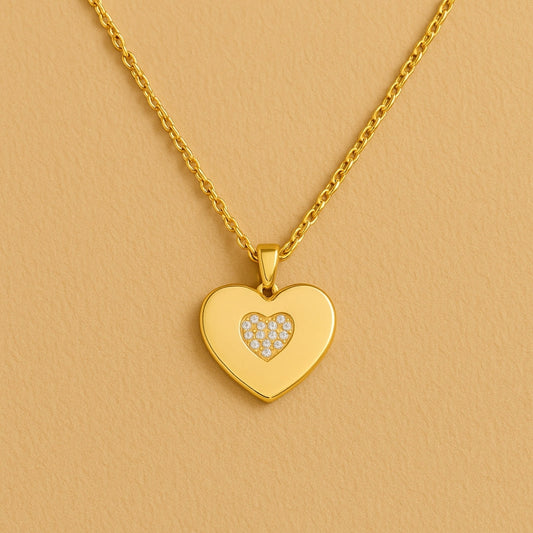 Bright Golden Heart Necklace